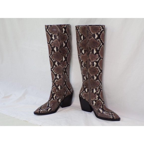 VINCE CAMUTO Gravana Knee High Western Boot Brown Snake 6 NEW $229 - Picture 5 of 10